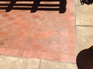 stripped mexican paver patio