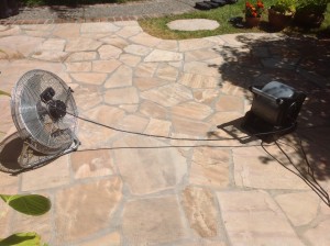 flagstone patio stripped