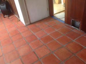 stained raw saltillo tile