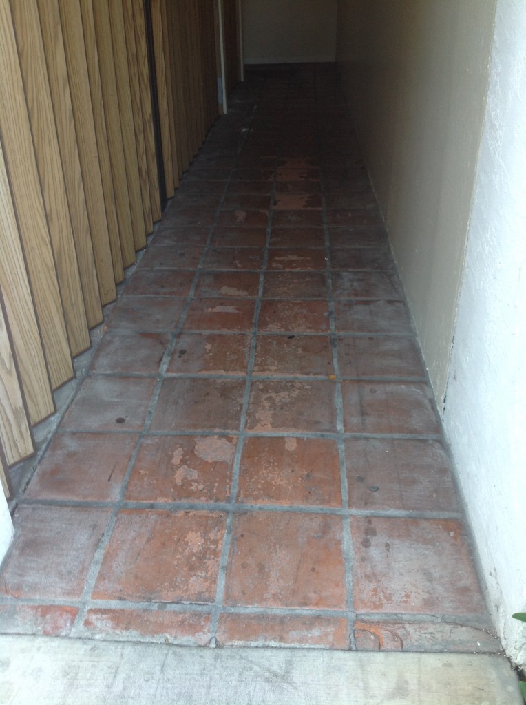 badly damaged exterior saltillo tiles