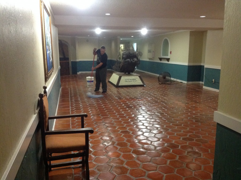 cleaning commercial lobby