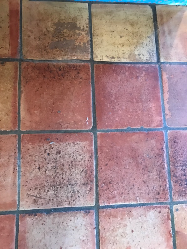 deteriorating saltillo tile floor