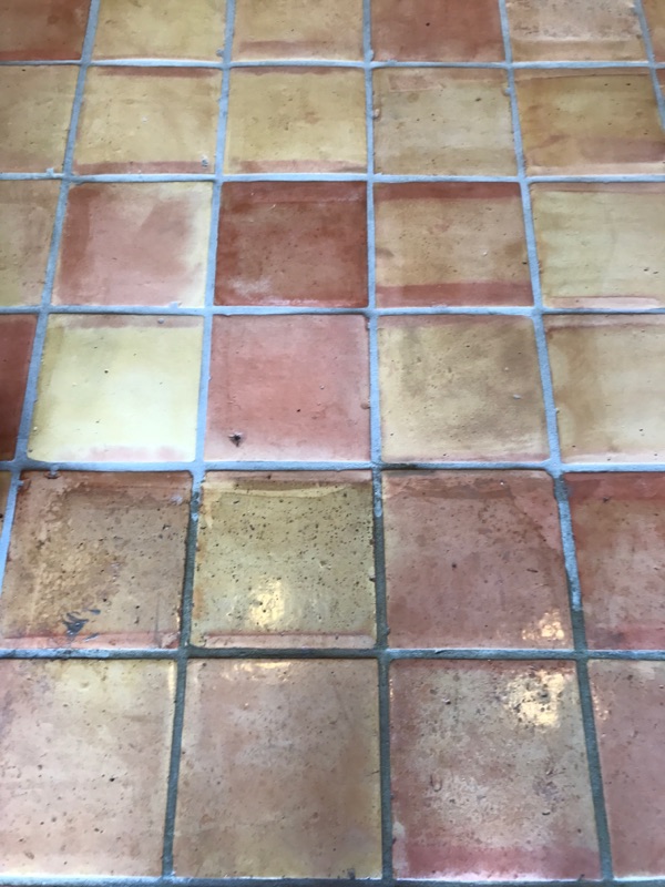 half stripped saltillo tiles