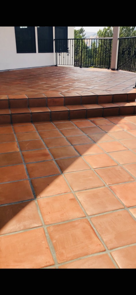 Outdoor cleaned terracotta tiles