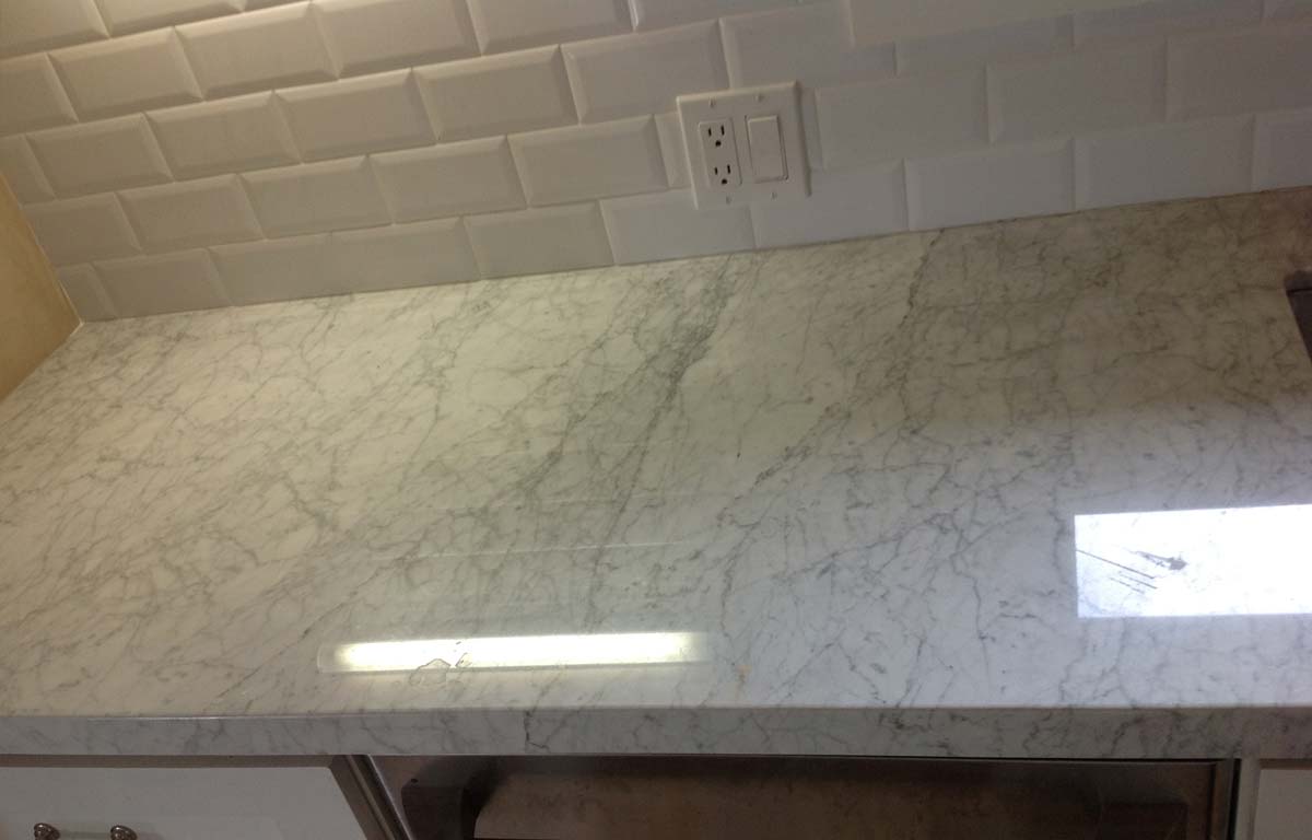 Chlorine Bleach Disaster on White Carrera Marble